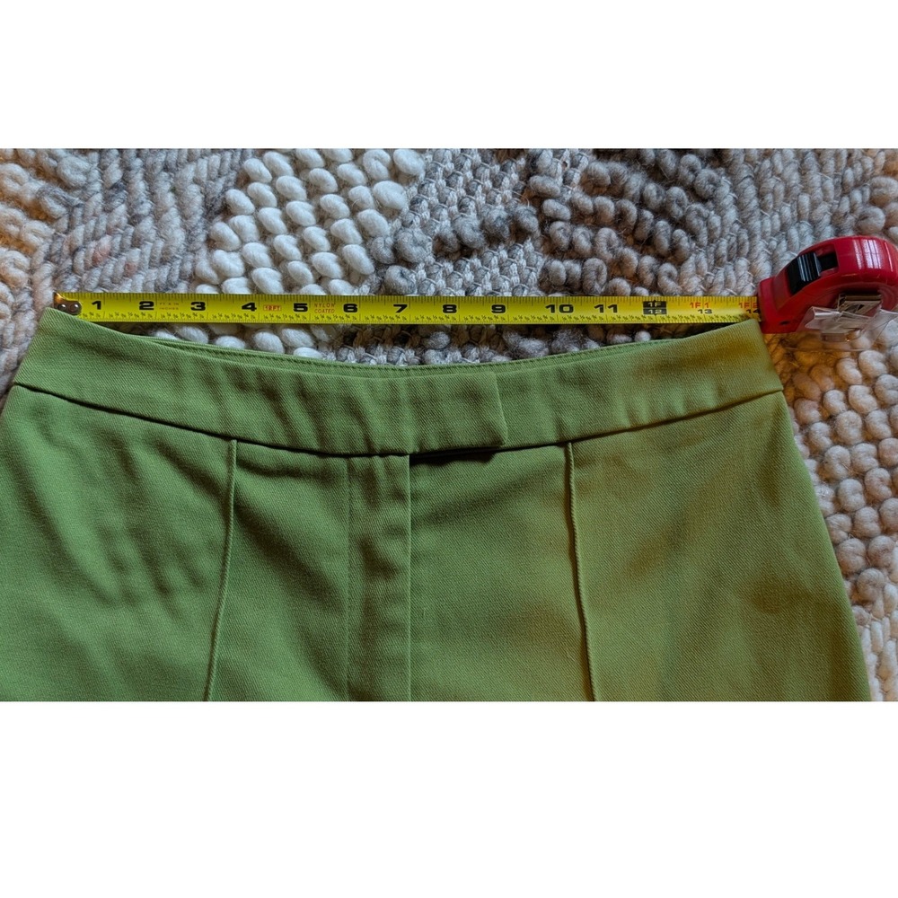 Lime Green High Waisted Flare Leg Pants Side Slit Size 6 retro 70's mod boho - Picture 8 of 12